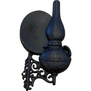 Vintage Sexton 1966 Elegant Black Wall Decor. Cast Iron. Oil Lamp.